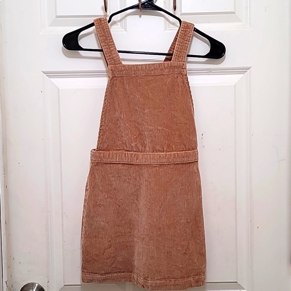 Unbranded Corduroy Pinafore Jumper Dress Girls Size S‎ Tan Brown Overall Skirt
